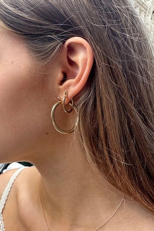 Boucles d'Oreilles Brandy Melville Hoop Set Doré | CRC-01882313